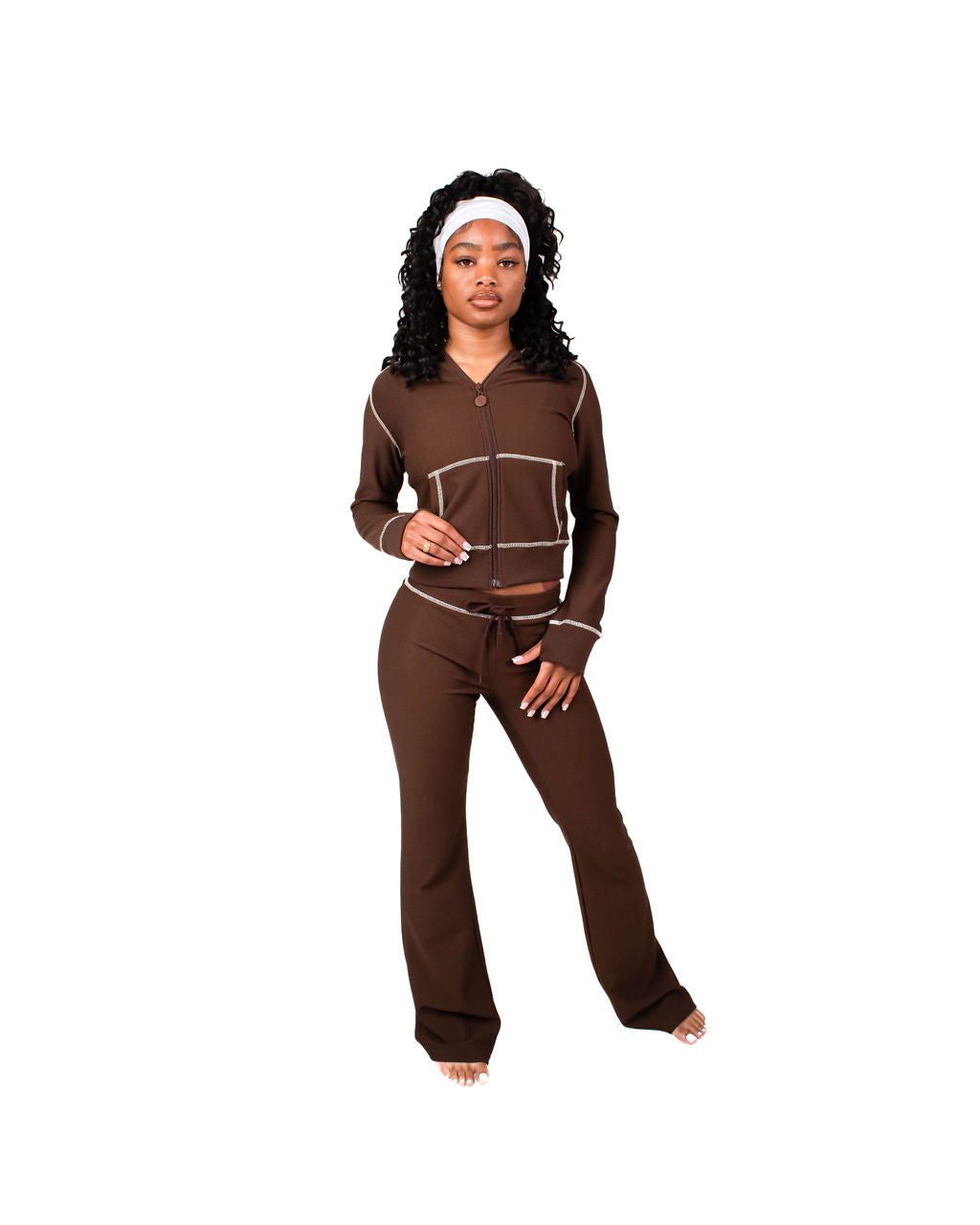 Chocolate Brown Waffle Knit Set