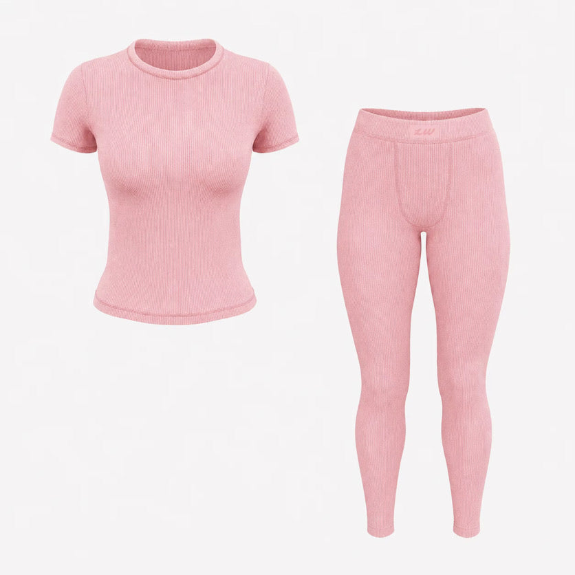 Pink Short Sleeve Lounge Set