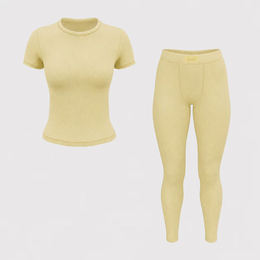 Yellow Short Sleeve Lounge Set